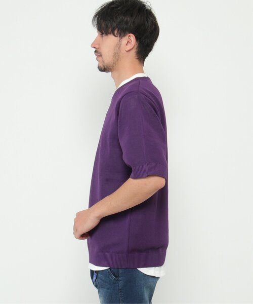 ikka(イッカ)の「【2点セット】ワッフルニット半袖インナーセット(ニット/セーター・メンズ・オリーブ/ベージュ/パープル/ネイビー・S/M/L/XL)」の18枚目の写真