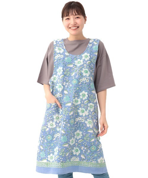 チチカカ(チチカカ)の「ブロックプリントエプロン(エプロン・レディース・ピンク/パープル・FREE)」の4枚目の写真