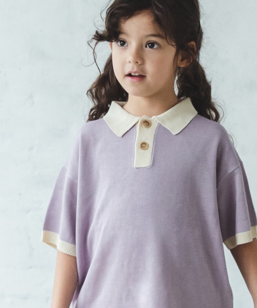 pairmanon（ペアマノン）の「ユニセックス配色襟付きサマーニットポロシャツ（ニット/セーター・キッズ・ブラック/ブラウン系その他/ラベンダー/ベージュ系その他2・S/M/L）」の4枚目の写真