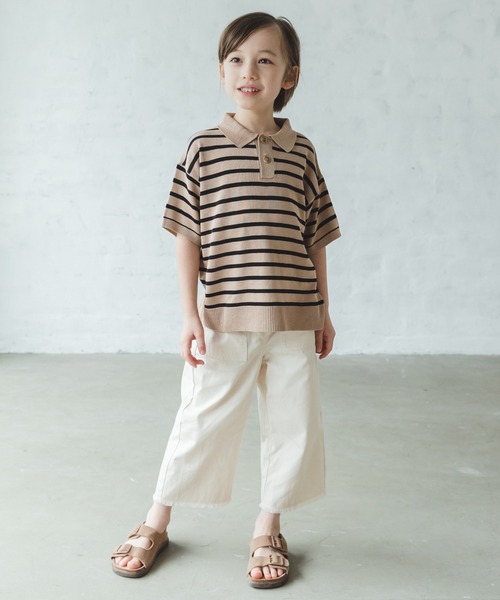 pairmanon（ペアマノン）の「ユニセックス配色襟付きサマーニットポロシャツ（ニット/セーター・キッズ・ブラック/ブラウン系その他/ラベンダー/ベージュ系その他2・S/M/L）」の10枚目の写真