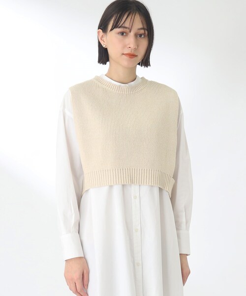 THE SHOP TK (ザ ショップ ティーケー )の「◆【オールシーズン着回し◎/洗える】サイドメタルボタンベスト(ベスト・レディース・ネイビー/ナチュラル・99)」の4枚目の写真