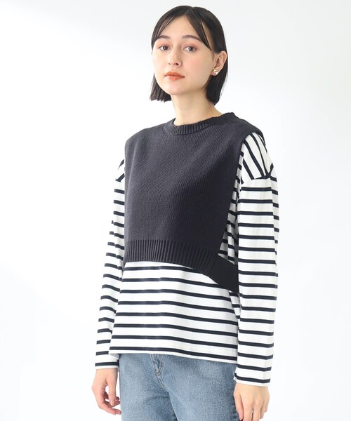 THE SHOP TK (ザ ショップ ティーケー )の「◆【オールシーズン着回し◎/洗える】サイドメタルボタンベスト(ベスト・レディース・ネイビー/ナチュラル・99)」の13枚目の写真