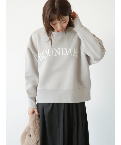 Lugnoncure（ルノンキュール）の「裏起毛ショート丈スウェット（ニット/セーター・レディース・イエロー/オフホワイト/グレー・ﾌﾘ-）」の3枚目の写真