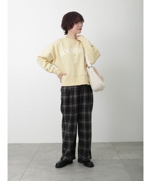 Lugnoncure（ルノンキュール）の「裏起毛ショート丈スウェット（ニット/セーター・レディース・イエロー/オフホワイト/グレー・ﾌﾘ-）」の22枚目の写真