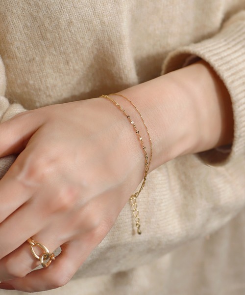 ANEMONE（アネモネ）の「エクレアチェーン2連ブレスレット（ブレスレット・レディース・シルバー/ゴールド・FREE）」の2枚目の写真