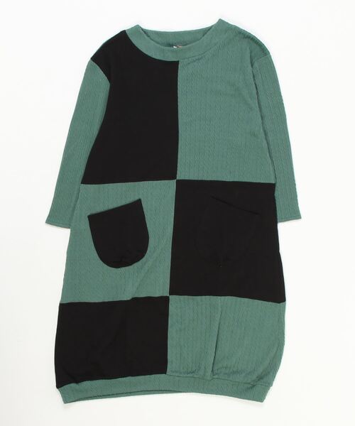 sandy（サンディー）の「sandy/ミニ裏毛切り替えワンピース（ワンピース・レディース・グリーン/ブラック/アイボリー・FREE）」の3枚目の写真