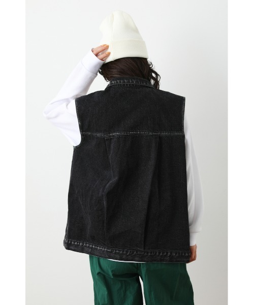 RODEO CROWNS WIDE BOWL(ロデオクラウンズワイドボウル)の「VINTAGE LIKE DENIM ベスト(ベスト・レディース・ブラック/ブルー・FREE)」の5枚目の写真