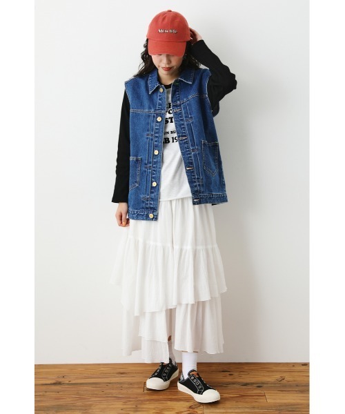 RODEO CROWNS WIDE BOWL(ロデオクラウンズワイドボウル)の「VINTAGE LIKE DENIM ベスト(ベスト・レディース・ブラック/ブルー・FREE)」の9枚目の写真