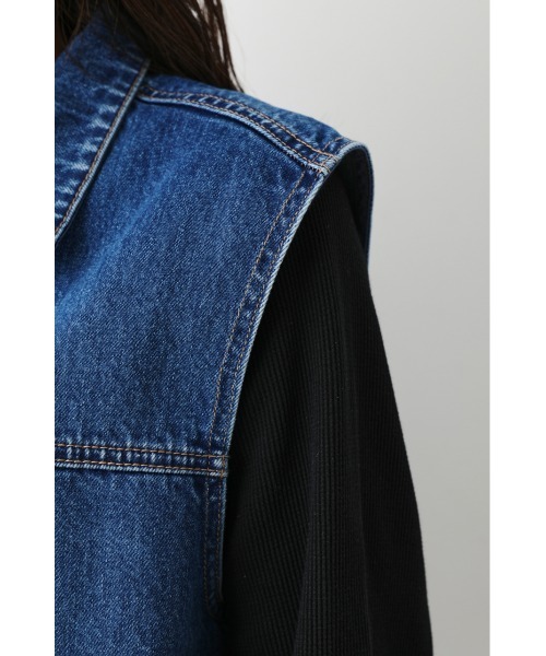 RODEO CROWNS WIDE BOWL(ロデオクラウンズワイドボウル)の「VINTAGE LIKE DENIM ベスト(ベスト・レディース・ブラック/ブルー・FREE)」の6枚目の写真