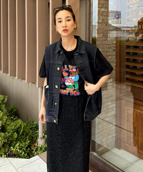 RODEO CROWNS WIDE BOWL(ロデオクラウンズワイドボウル)の「VINTAGE LIKE DENIM ベスト(ベスト・レディース・ブラック/ブルー・FREE)」の18枚目の写真