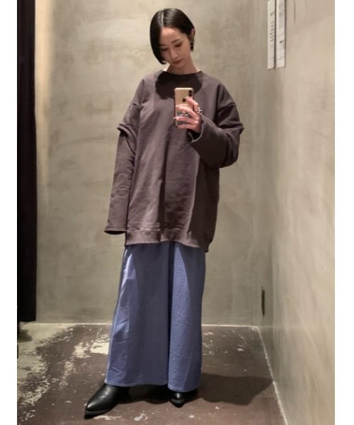 MOUSSY（マウジー）の「OPEN SLEEVE スウェット（スウェット・レディース・ライトブラック/杢グレー/オフホワイト/ライトグリーン・FREE）」の10枚目の写真