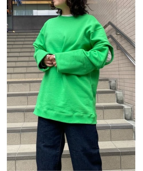 MOUSSY（マウジー）の「OPEN SLEEVE スウェット（スウェット・レディース・ライトブラック/杢グレー/オフホワイト/ライトグリーン・FREE）」の13枚目の写真