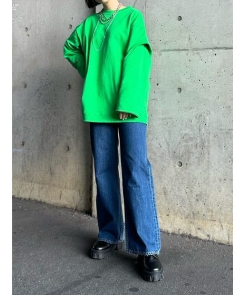 MOUSSY（マウジー）の「OPEN SLEEVE スウェット（スウェット・レディース・ライトブラック/杢グレー/オフホワイト/ライトグリーン・FREE）」の16枚目の写真