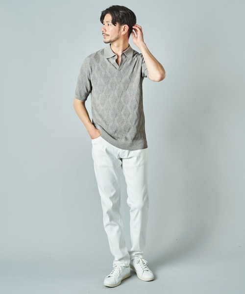 TETE HOMME（テットオム）の「ダイヤ柄ニットポロシャツ