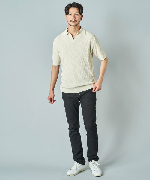 TETE HOMME（テットオム）の「ダイヤ柄ニットポロシャツ（ポロシャツ