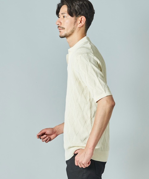 TETE HOMME（テットオム）の「ダイヤ柄ニットポロシャツ