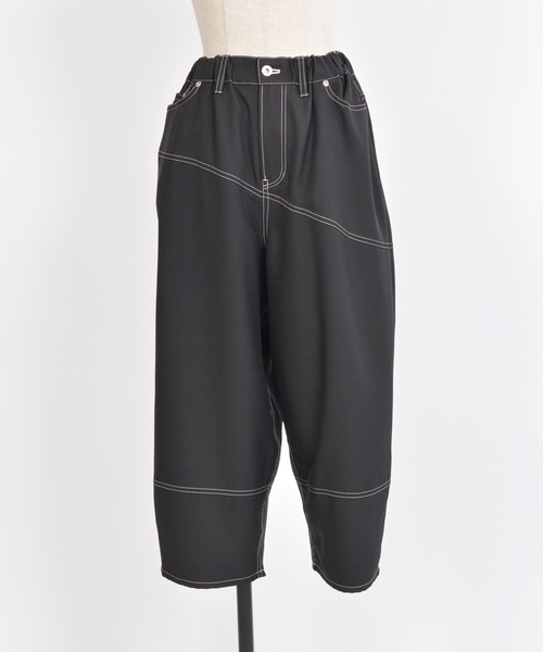 gomme（ゴム）の「Ｐツイル　切替カーブパンツ（その他パンツ・レディース・ブラック/ブルー/チャコールグレー・MEDIUM）」の5枚目の写真