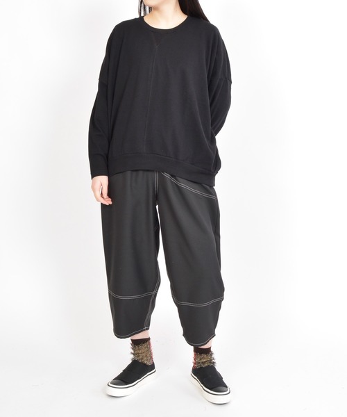 gomme（ゴム）の「Ｐツイル　切替カーブパンツ（その他パンツ・レディース・ブラック/ブルー/チャコールグレー・MEDIUM）」の8枚目の写真