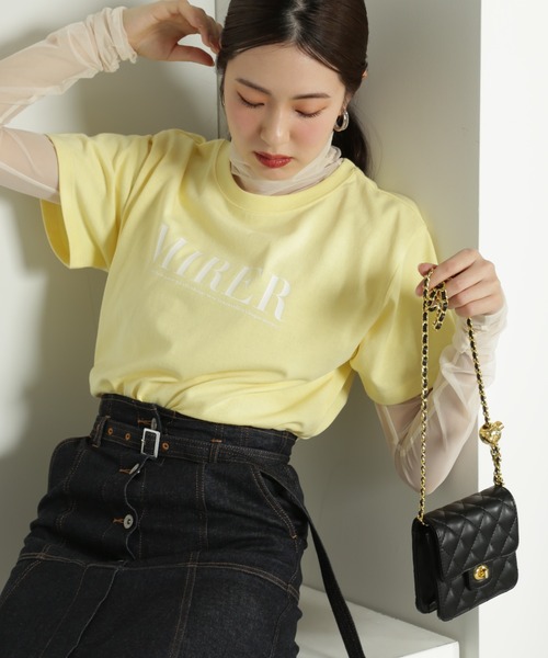 FREE'S MART(フリーズマート)の「◆カラーロゴプリントTシャツ(Tシャツ/カットソー・レディース・イエロー/ネイビー/ホワイト・FREE)」の4枚目の写真