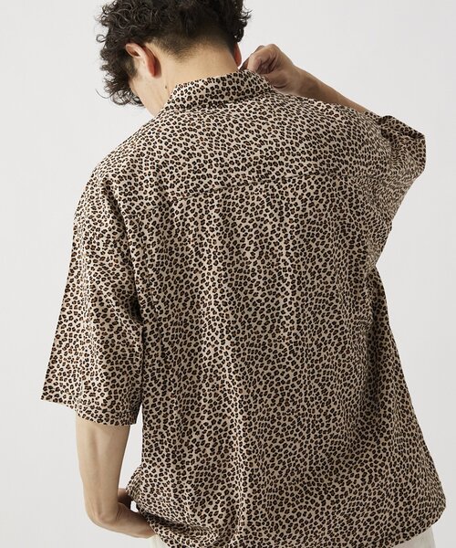 セール】レオパードプリント オープンカラー半袖シャツ（シャツ