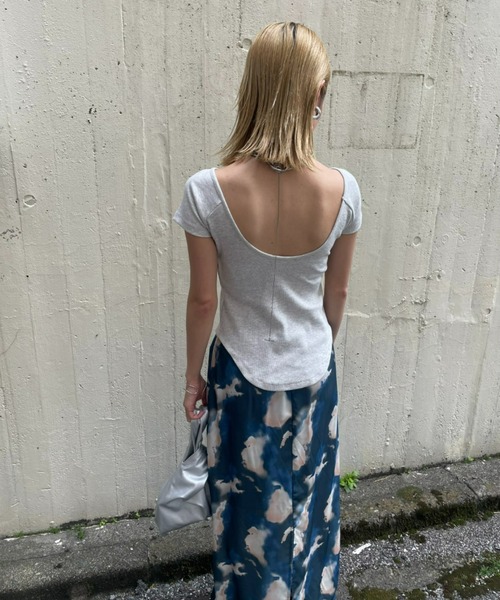 AIC.（エーアイシー）の「パッド付きバックオープンリブショートスリーブトップス（Tシャツ/カットソー・レディース・カーキ/ブラック/ナチュラル・FREE）」の19枚目の写真