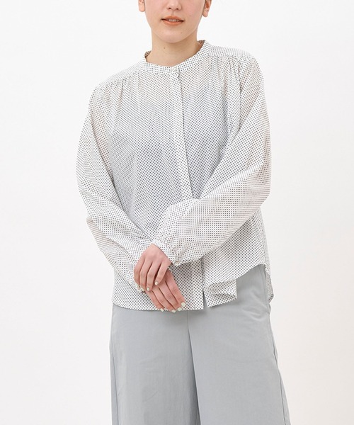 NIMES（ニーム）の「スタンドカラーボタンフライシャツ（シャツ/ブラウス・レディース・ホワイト/ピンク/ブラック系その他/ブラック・FREE）」の4枚目の写真