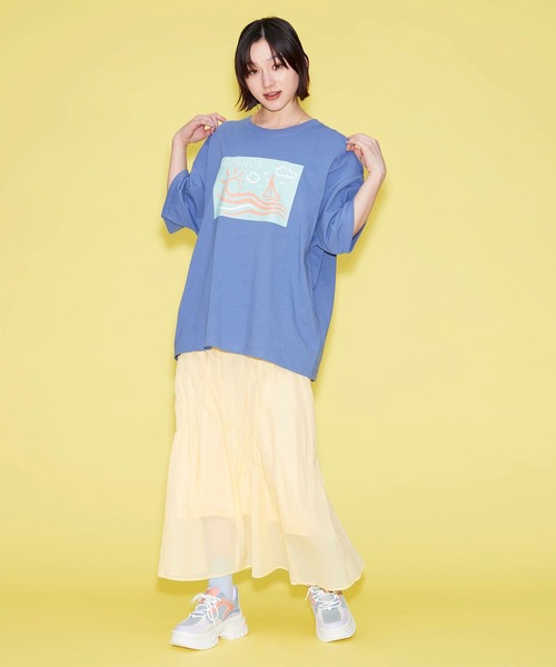 FOREVER 21（フォーエバー トゥエンティーワン）の「【VINTAGE】アシメギャザーロングスカート（スカート・レディース・ブラック/イエロー/グリーン・FREE）」の8枚目の写真