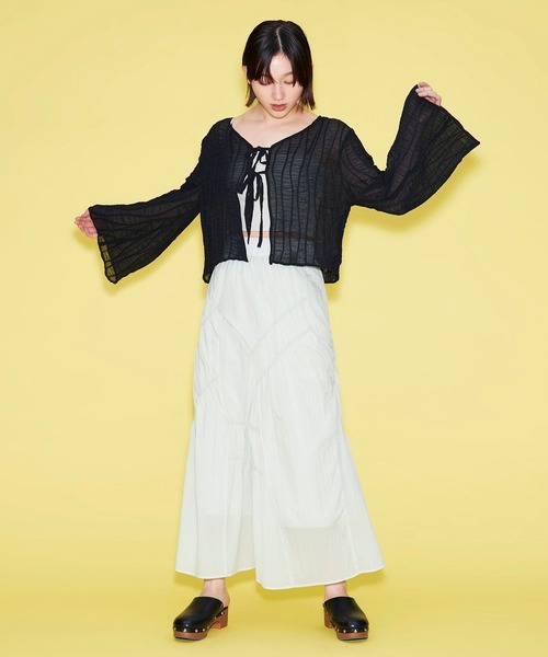 FOREVER 21（フォーエバー トゥエンティーワン）の「【VINTAGE】アシメギャザーロングスカート（スカート・レディース・ブラック/イエロー/グリーン・FREE）」の5枚目の写真