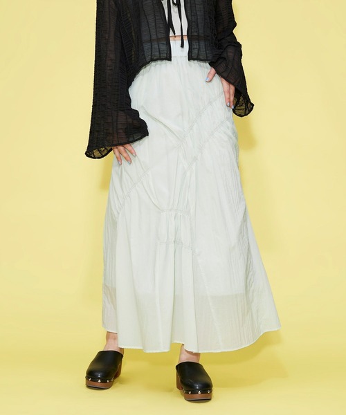 FOREVER 21（フォーエバー トゥエンティーワン）の「【VINTAGE】アシメギャザーロングスカート（スカート・レディース・ブラック/イエロー/グリーン・FREE）」の15枚目の写真