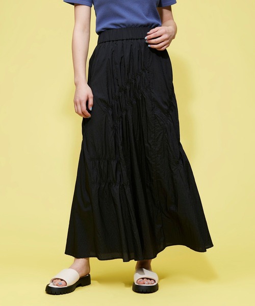 FOREVER 21（フォーエバー トゥエンティーワン）の「【VINTAGE】アシメギャザーロングスカート（スカート・レディース・ブラック/イエロー/グリーン・FREE）」の14枚目の写真