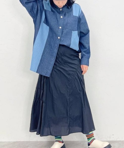 FOREVER 21（フォーエバー トゥエンティーワン）の「【VINTAGE】アシメギャザーロングスカート（スカート・レディース・ブラック/イエロー/グリーン・FREE）」の18枚目の写真