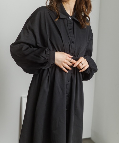 Miniministore(ミニミニストア)の「ボリュームスリーブ チュニック シャツワンピース(シャツワンピース・レディース・ブラック/ホワイト・M/L)」の9枚目の写真
