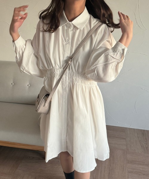 Miniministore(ミニミニストア)の「ボリュームスリーブ チュニック シャツワンピース(シャツワンピース・レディース・ブラック/ホワイト・M/L)」の22枚目の写真