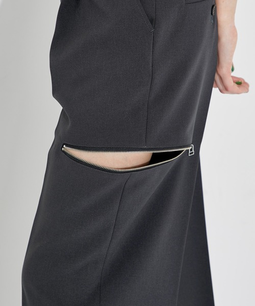 CITY TOKYO(シティトウキョウ)の「サイドファスナースリットパンツ(スラックス・レディース・ダークグレー/ブルー・1/2)」の13枚目の写真