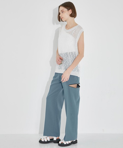 CITY TOKYO(シティトウキョウ)の「サイドファスナースリットパンツ(スラックス・レディース・ダークグレー/ブルー・1/2)」の18枚目の写真