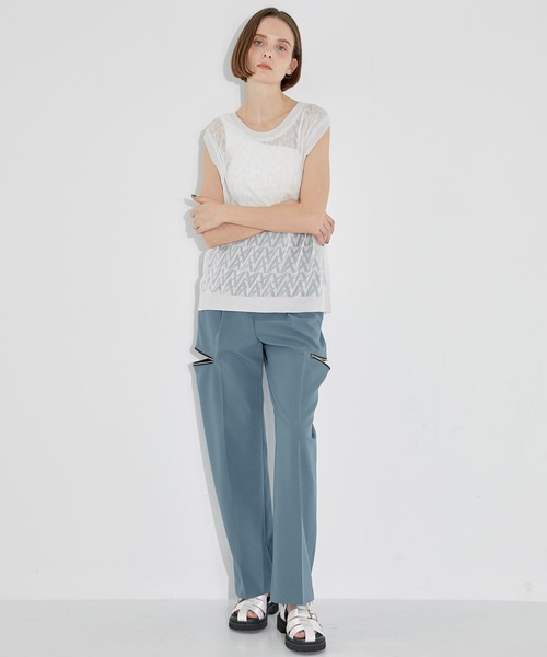 CITY TOKYO(シティトウキョウ)の「サイドファスナースリットパンツ(スラックス・レディース・ダークグレー/ブルー・1/2)」の19枚目の写真