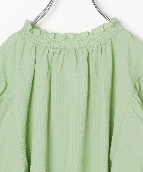 GLOBAL WORK（グローバルワーク）の「シャーリングブラウス半袖/AND YUA ANY/193271（シャツ/ブラウス・キッズ・ホワイト/ライトグリーン・150cm/160cm）」の7枚目の写真