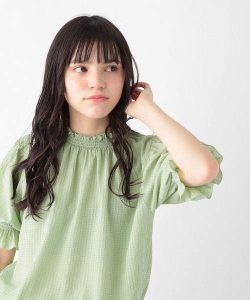 GLOBAL WORK（グローバルワーク）の「シャーリングブラウス半袖/AND YUA ANY/193271（シャツ/ブラウス・キッズ・ホワイト/ライトグリーン・150cm/160cm）」の20枚目の写真