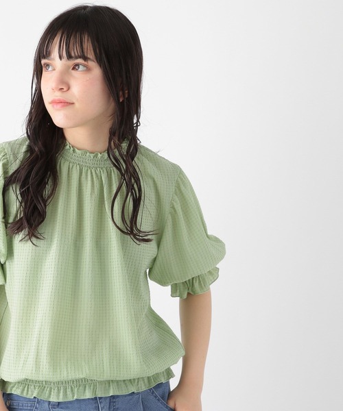 GLOBAL WORK（グローバルワーク）の「シャーリングブラウス半袖/AND YUA ANY/193271（シャツ/ブラウス・キッズ・ホワイト/ライトグリーン・150cm/160cm）」の21枚目の写真