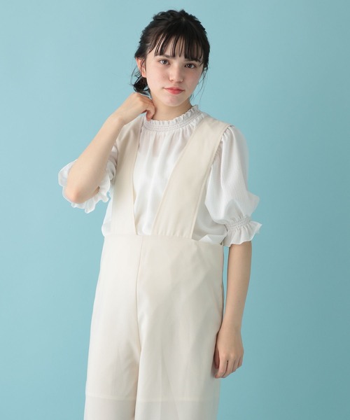 GLOBAL WORK（グローバルワーク）の「シャーリングブラウス半袖/AND YUA ANY/193271（シャツ/ブラウス・キッズ・ホワイト/ライトグリーン・150cm/160cm）」の14枚目の写真