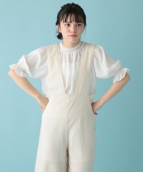 GLOBAL WORK（グローバルワーク）の「シャーリングブラウス半袖/AND YUA ANY/193271（シャツ/ブラウス・キッズ・ホワイト/ライトグリーン・150cm/160cm）」の15枚目の写真