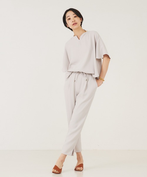 qualite（カリテ）の「【セットアップ対応】ダブルクロスパンツ（スラックス・レディース・ブラック/ベージュ・40/38/36/34）」の12枚目の写真