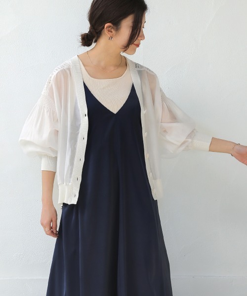 Bou Jeloud（ブージュルード）の「シアーニットコンビカーディガン（カーディガン/ボレロ・レディース・オフホワイト/ブラック・FREE）」の11枚目の写真