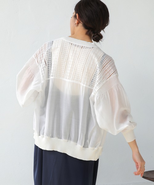 Bou Jeloud（ブージュルード）の「シアーニットコンビカーディガン（カーディガン/ボレロ・レディース・オフホワイト/ブラック・FREE）」の15枚目の写真