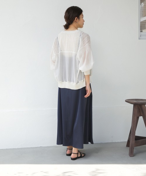 Bou Jeloud（ブージュルード）の「シアーニットコンビカーディガン（カーディガン/ボレロ・レディース・オフホワイト/ブラック・FREE）」の16枚目の写真