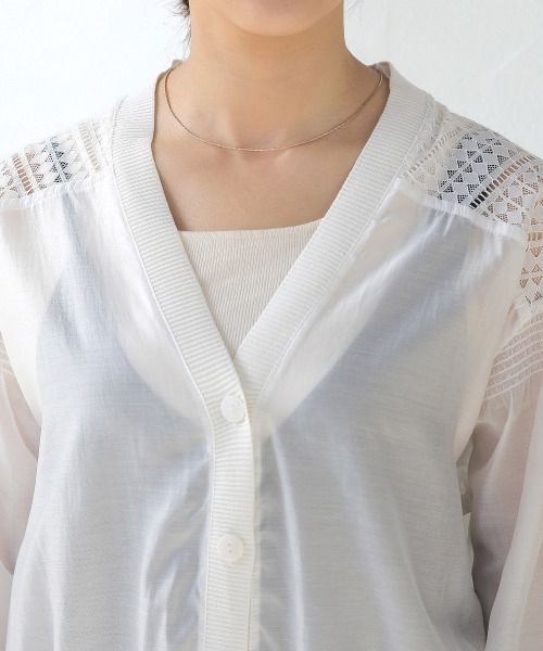 Bou Jeloud（ブージュルード）の「シアーニットコンビカーディガン（カーディガン/ボレロ・レディース・オフホワイト/ブラック・FREE）」の17枚目の写真