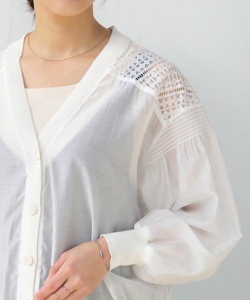 Bou Jeloud（ブージュルード）の「シアーニットコンビカーディガン（カーディガン/ボレロ・レディース・オフホワイト/ブラック・FREE）」の18枚目の写真