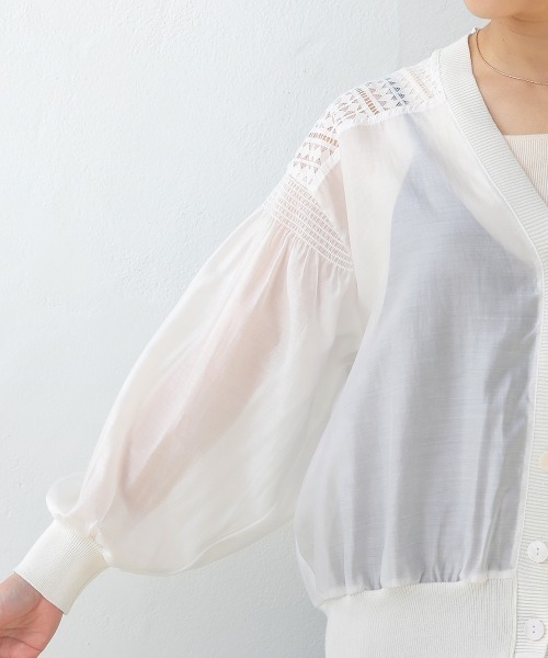 Bou Jeloud（ブージュルード）の「シアーニットコンビカーディガン（カーディガン/ボレロ・レディース・オフホワイト/ブラック・FREE）」の19枚目の写真