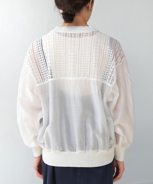 Bou Jeloud（ブージュルード）の「シアーニットコンビカーディガン（カーディガン/ボレロ・レディース・オフホワイト/ブラック・FREE）」の20枚目の写真