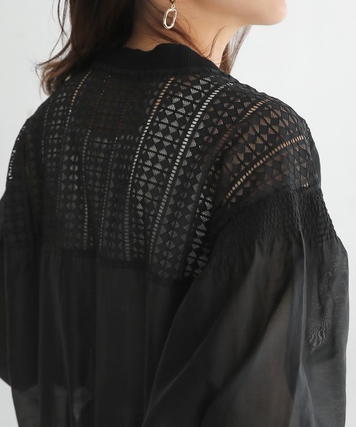 Bou Jeloud（ブージュルード）の「シアーニットコンビカーディガン（カーディガン/ボレロ・レディース・オフホワイト/ブラック・FREE）」の8枚目の写真